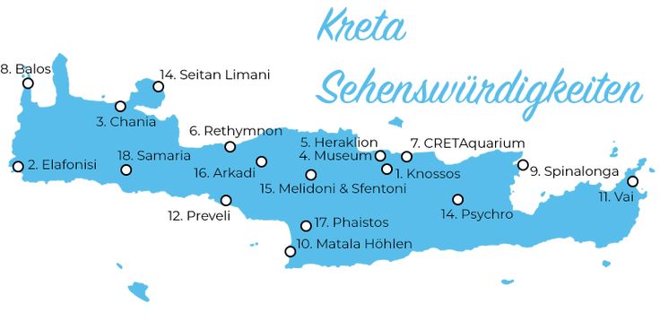 Touristische Karte von Kreta